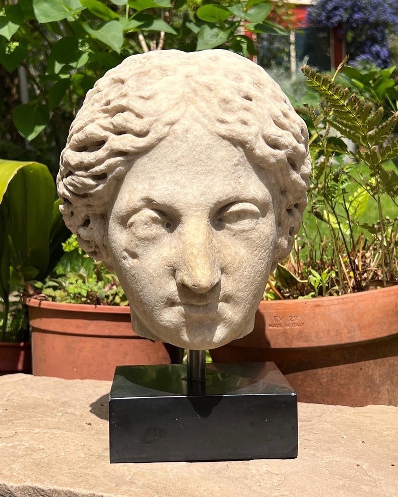 Renaissance Marble Head Of A Noble Lady. School Of Fontainebleau, 16th Century-photo-5