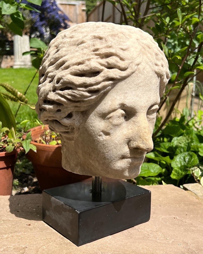 Renaissance Marble Head Of A Noble Lady. School Of Fontainebleau, 16th Century