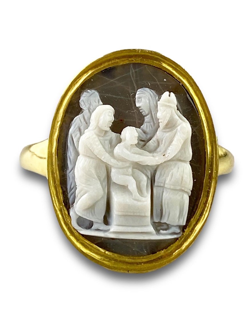 Bague Avec Un Camée De La Présentation Au Temple. Italien, Vers 1600.  -photo-4