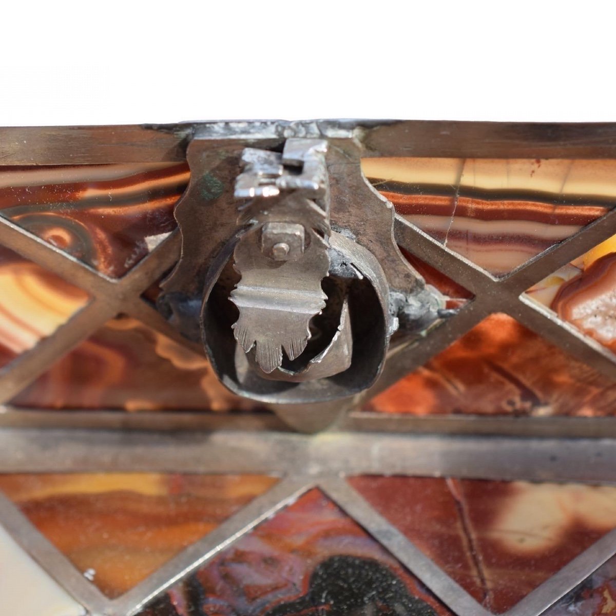 Silver Casket Set With Harlequin Panels Of Agate. German, 18th Century.-photo-4