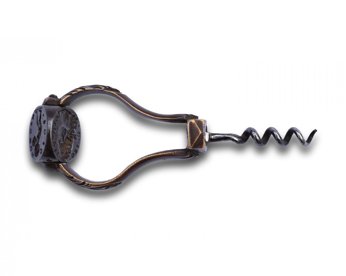 Rare Travelling Corkscrew With A Swivelling Fob Seal. English, Circa. 1720.-photo-3