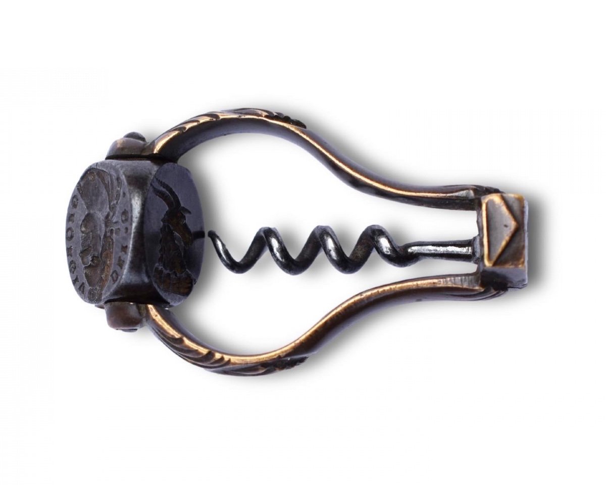 Rare Travelling Corkscrew With A Swivelling Fob Seal. English, Circa. 1720.-photo-4