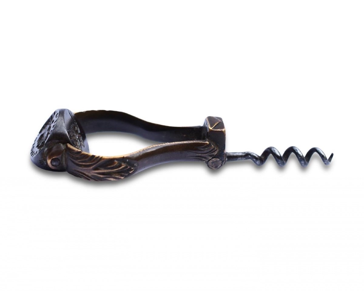 Rare Travelling Corkscrew With A Swivelling Fob Seal. English, Circa. 1720.-photo-5