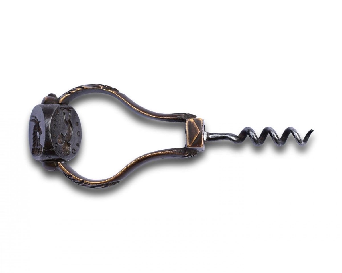 Rare Travelling Corkscrew With A Swivelling Fob Seal. English, Circa. 1720.-photo-6
