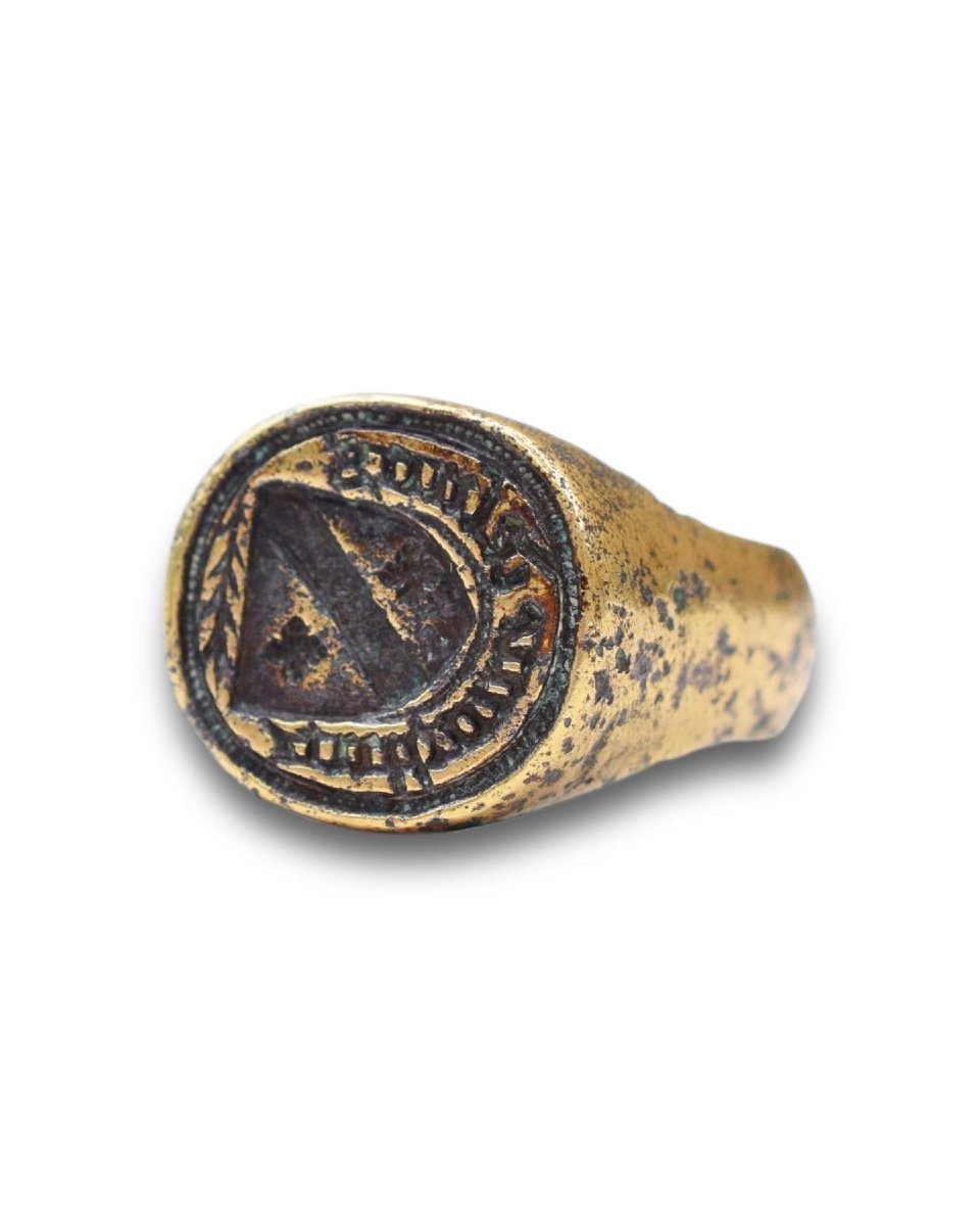 Large Bronze Merchants Ring. French, 16th Century.-photo-4