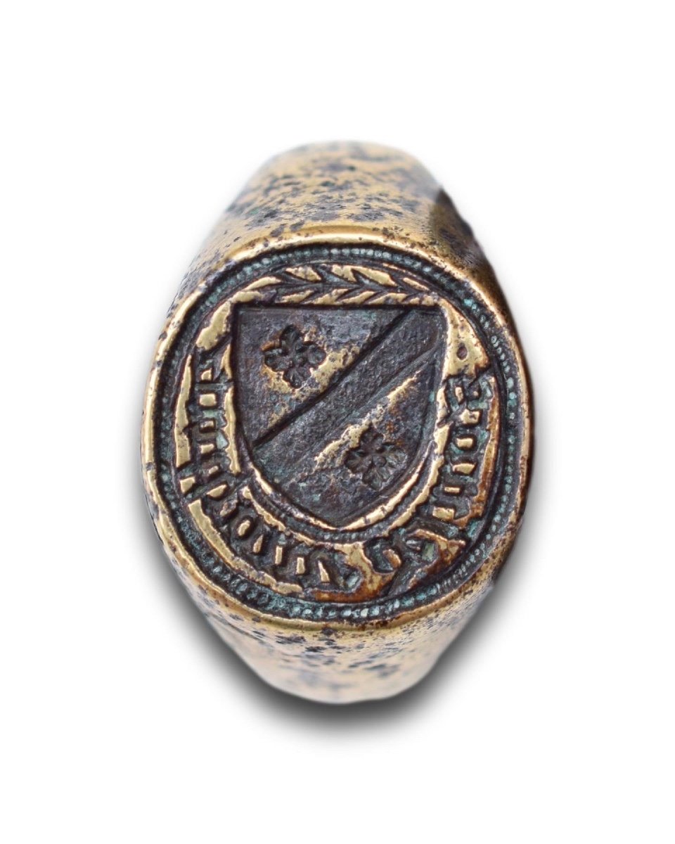 Large Bronze Merchants Ring. French, 16th Century.-photo-1