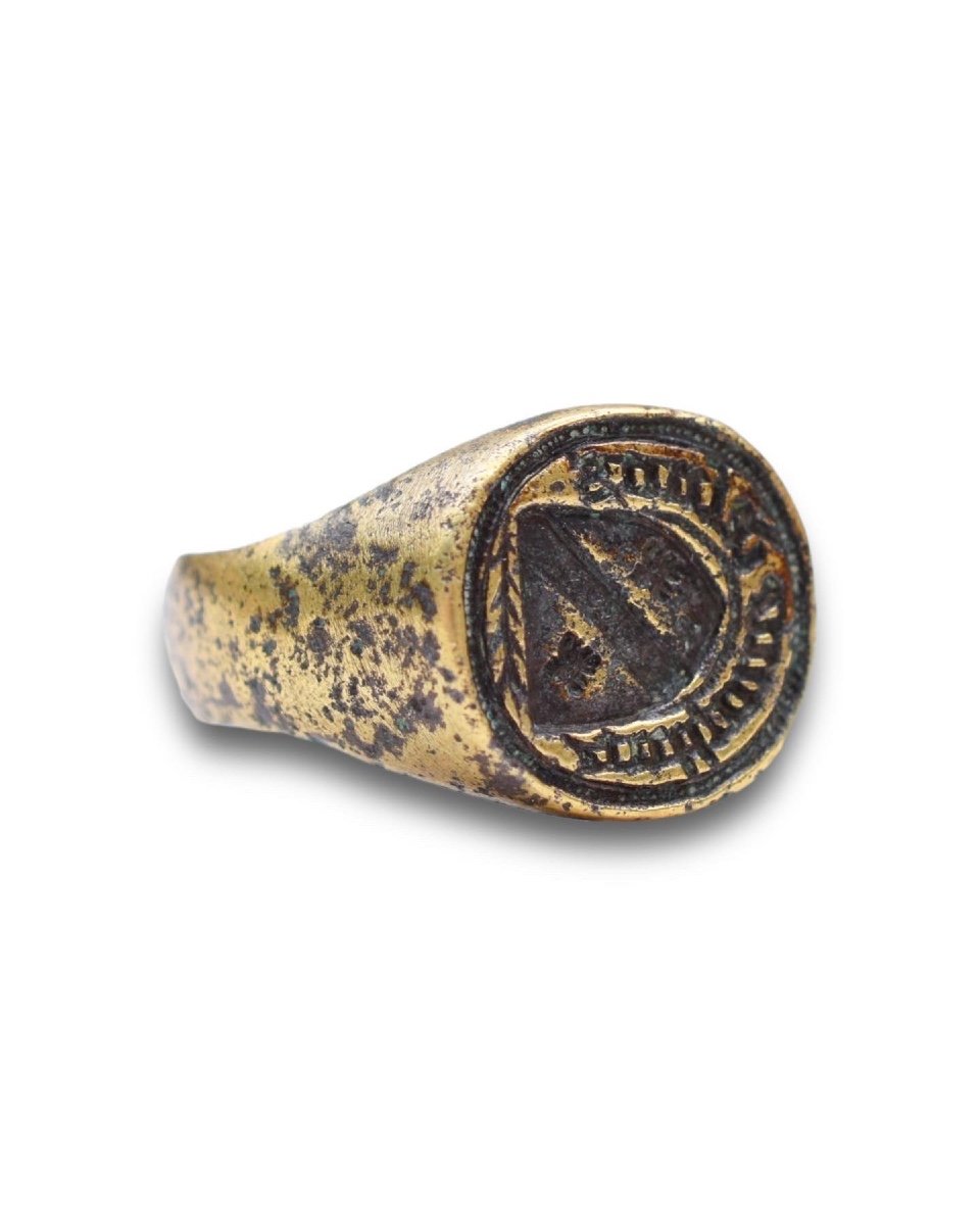 Large Bronze Merchants Ring. French, 16th Century.-photo-5