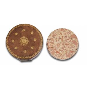 A Scagliola Snuff Box Mounted In Gold And Covered In Leather. Italian, End Of The Eighteenth Century.