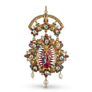 Important Diamond, Gold And Enamel Pendant. Spanish, Early 17th Century.