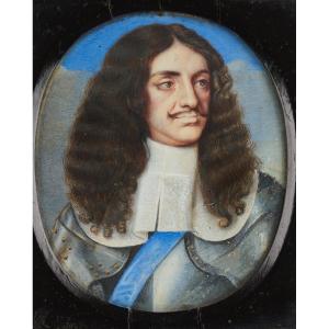 Portrait Miniature Du Roi Charles II d'Après Samuel Cooper (c.1609-72).  