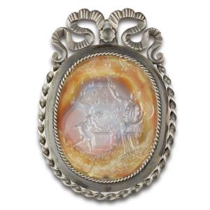 Large Agate Intaglio Of Cupid And Flora. German Or Italian, 17th Century.