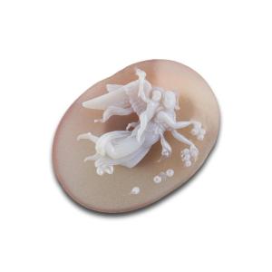A Sardonyx Cameo Of Aurora And Cupid. Italian, 19th Century.