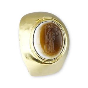 Gold Ring With An Ancient Roman Intaglio Carved Into An  apotropaic ‘eye’.