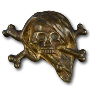 Gilt Bronze Vanitas Relief With A Skull. German, 18th Century.