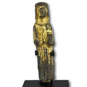 Small Gilt Bronze Figure Of Saint Catherine Of Alexandria. English, 15th Century