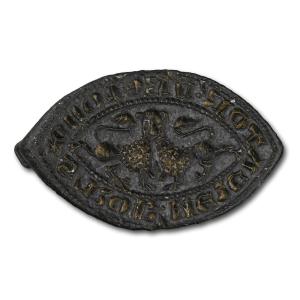 Medieval Bronze Seal With A Double-bodied Lions Head. English, 14th Century.