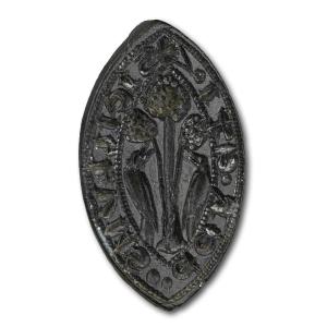 Sceau Médiéval En Bronze Représentant Un Couple d'Oiseaux Avec Un Arbre. Anglais, 14ème Siècle.