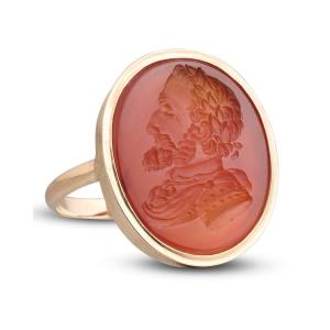 Carnelian Intaglio Ring Depicting King Henri IV Of France. French, 19th Century.
