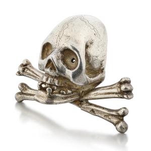 Silver Skull And Crossbones From The Base Of A Crucifix. Italian, 17th Century.