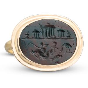 Bague en or avec intaille en jaspe magique romain. Romain, Ier-IIe siècle ap. J.-C.  
