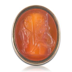 Sceau orné d'une intaille représentant Achille pleurant Patrocle. Angleterre, XVIIIe siècle.