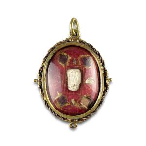 Pendentif Reliquaire En Argent Vermeil. Espagnol, Milieu Du XVIIe Siècle.