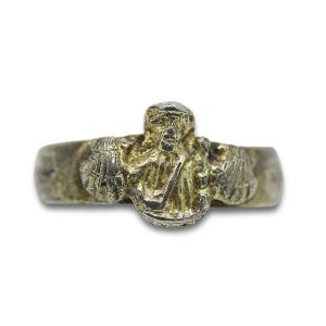 Silver Vermeil Pilgrims Ring From Santiago De Compostela. Spanish, XVth Century.