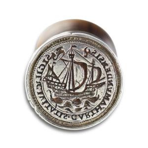 Renaissance Silver Seal For The Danish Town Of Karteminde. Danish, 16th Century.