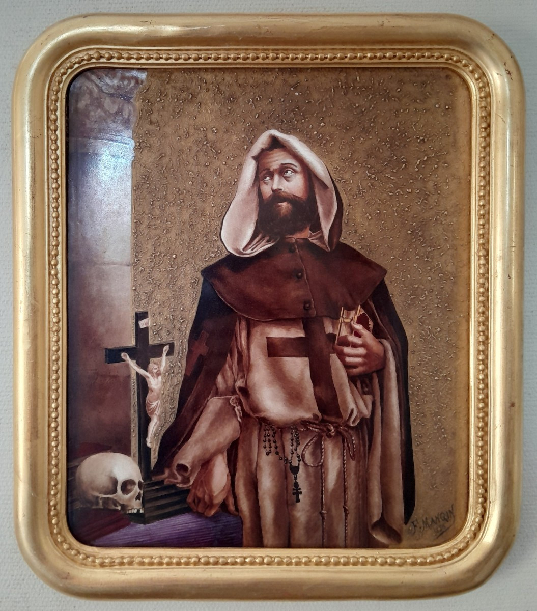 Monk In Prayer - Porcelain Painting