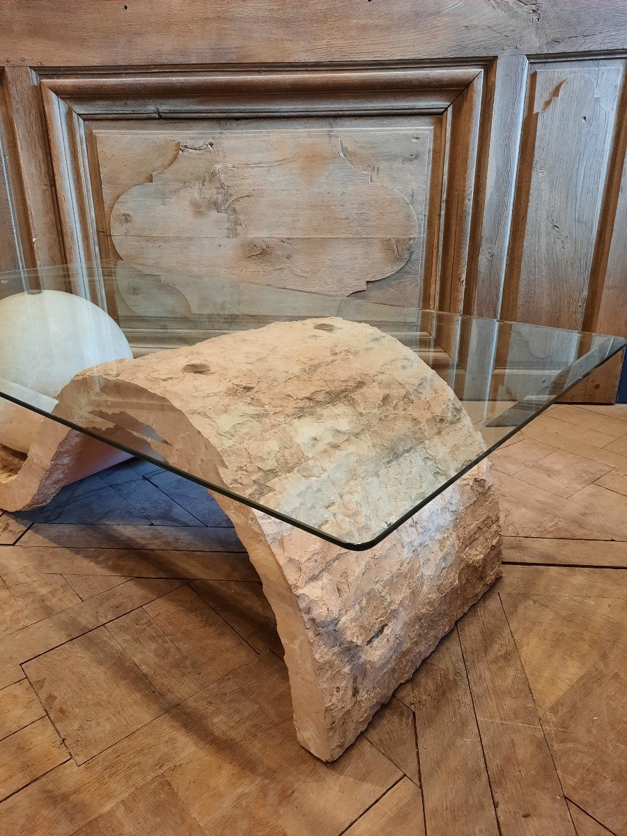 Table Basse Italienne En Pierre Et Verre Par Magnussen Ponte-photo-3