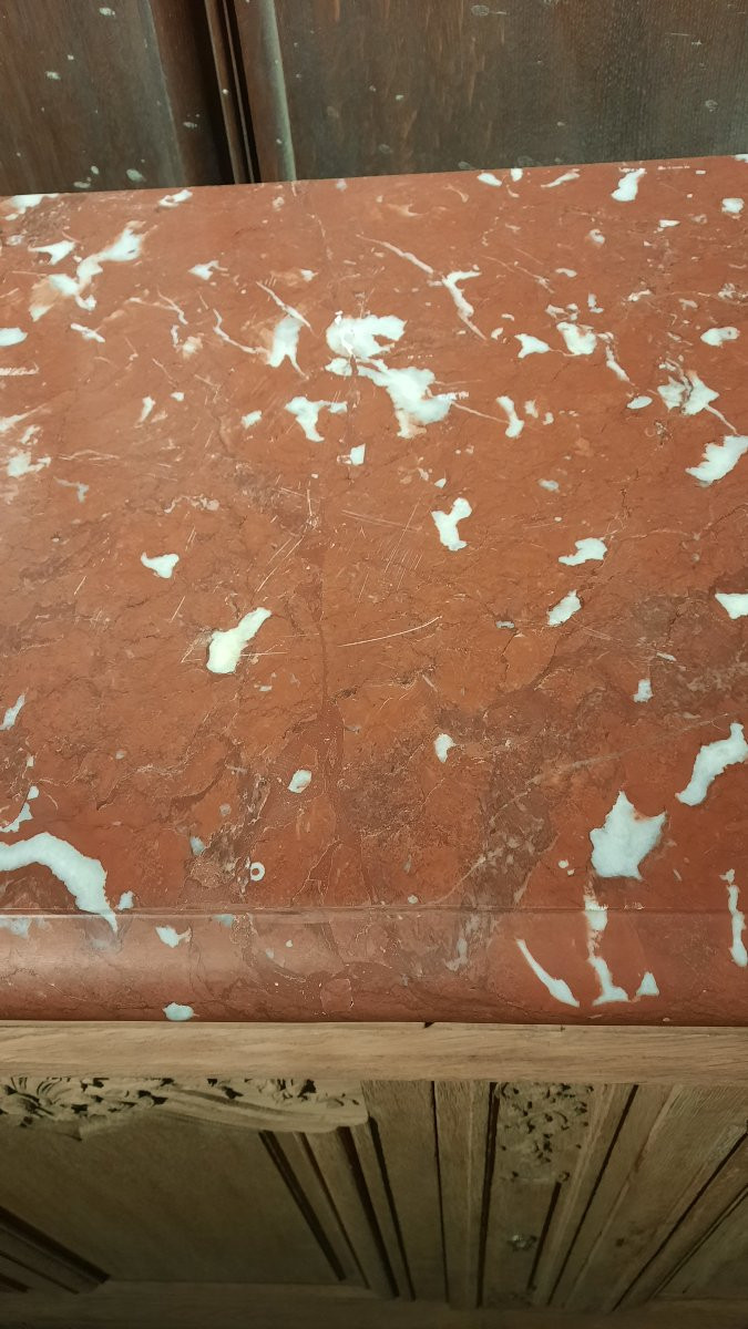 Buffet  de boiserie liégeois plateau marbre rouge -photo-1