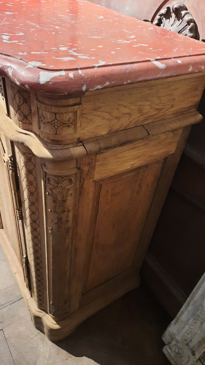 Buffet  de boiserie liégeois plateau marbre rouge -photo-6