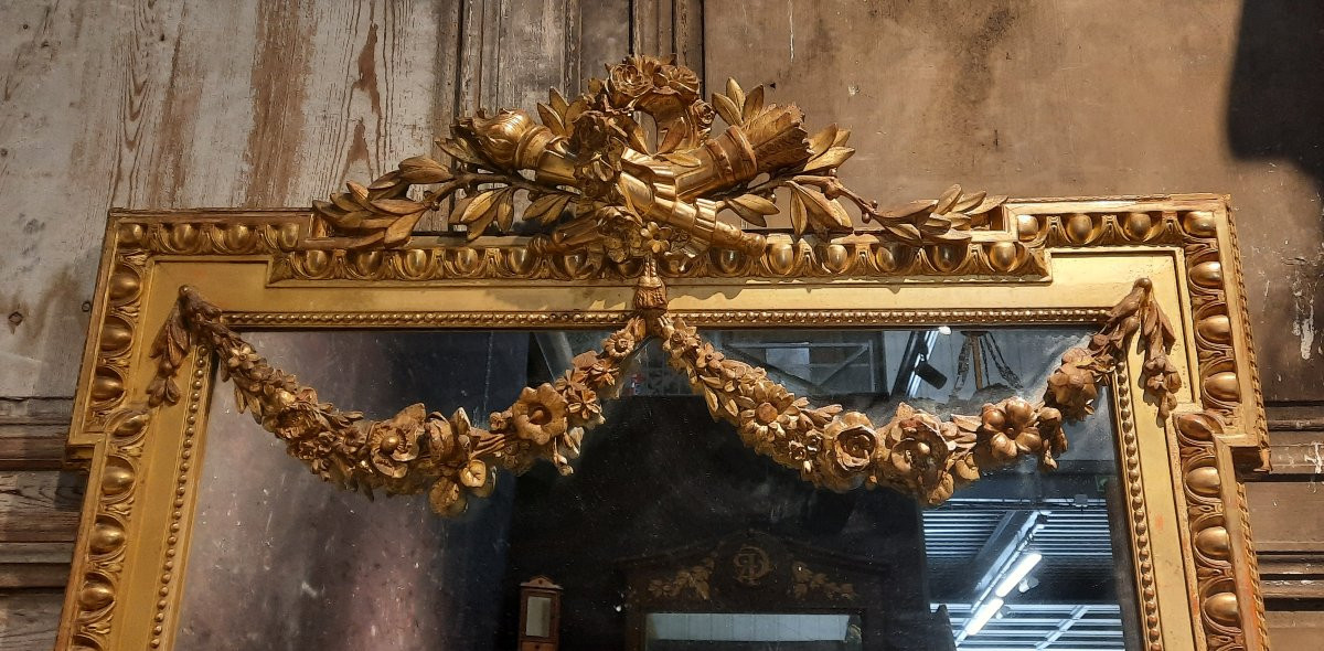 Louis XVI Style Wooden And Gilded Mirror -photo-3