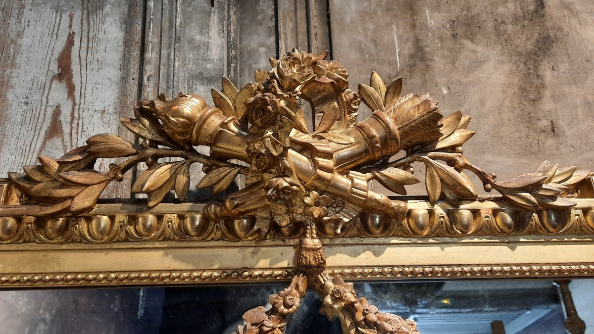 Louis XVI Style Wooden And Gilded Mirror -photo-2
