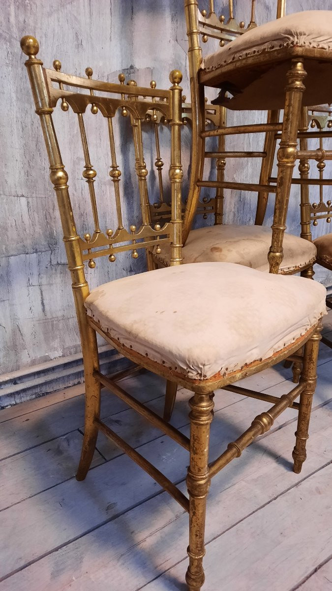 Chaises de concert en bois doré -photo-3