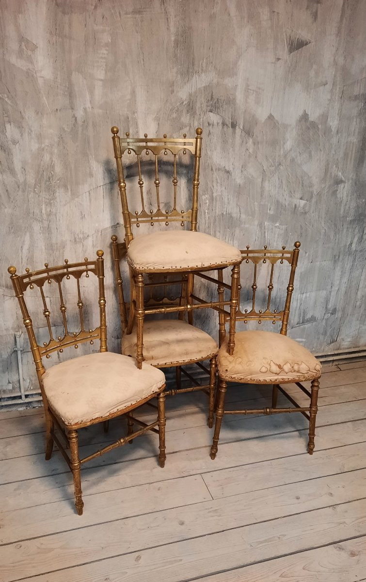 Chaises de concert en bois doré -photo-1