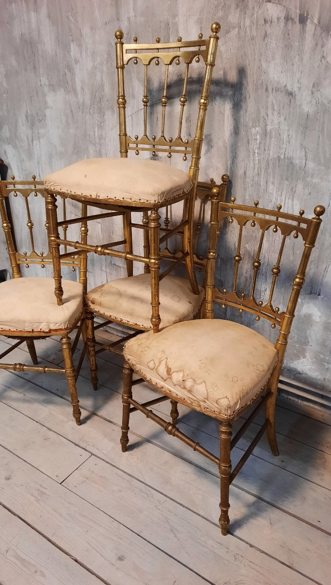 Chaises de concert en bois doré -photo-3