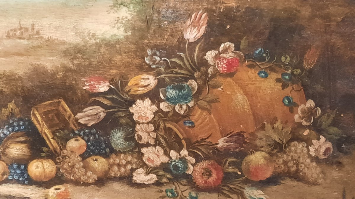 Pair Of Oils On Wood "still Lifes With Fruit" -photo-2