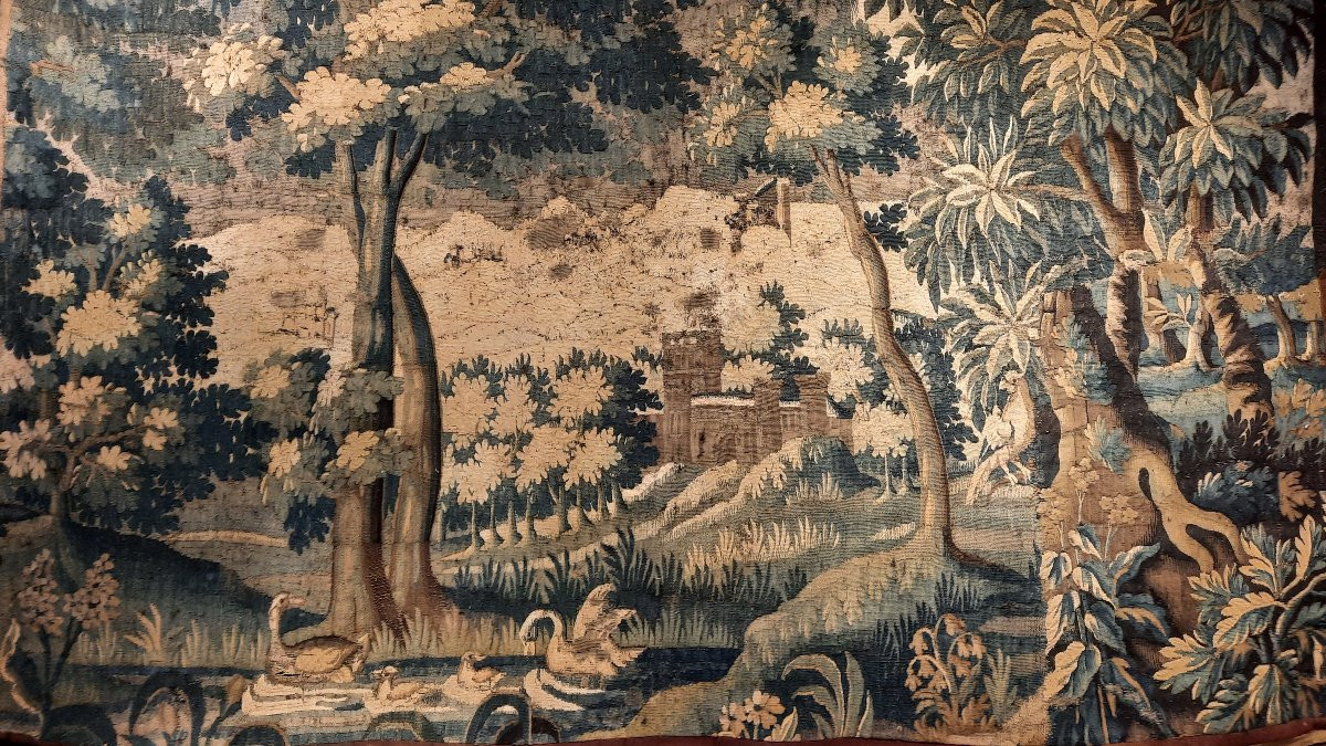 Tapisserie Aubusson 18ème siècle représentant une verdure -photo-1