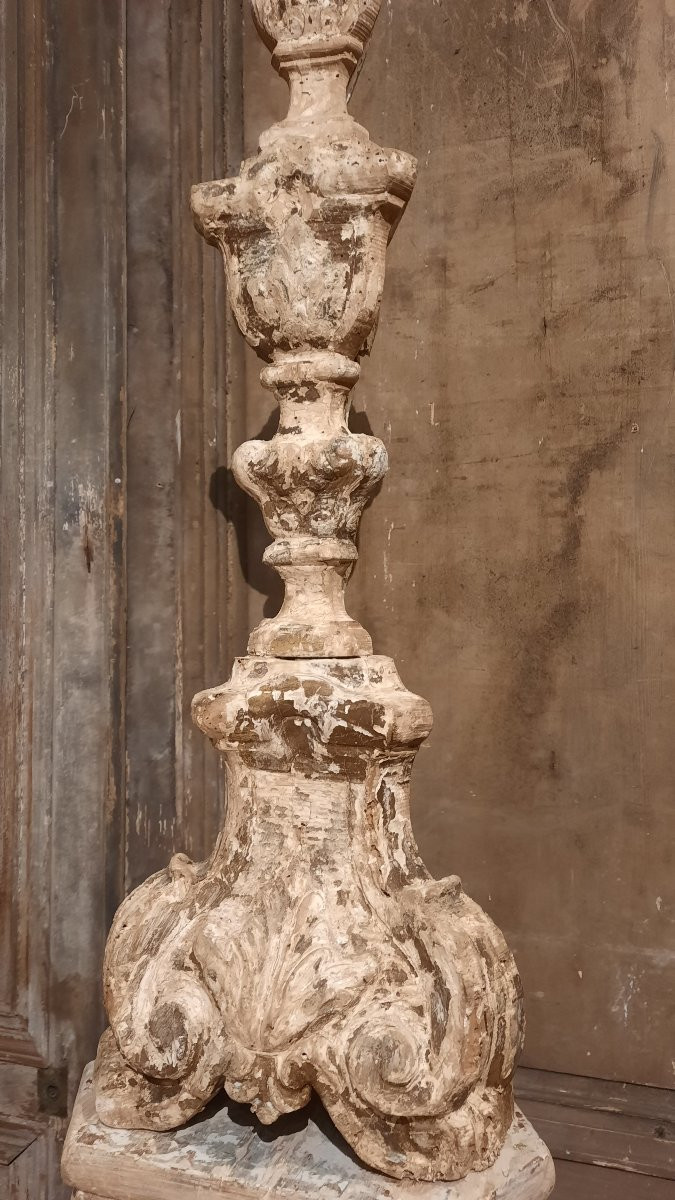 Pair Of Large 18th Century Picnic Candlesticks -photo-2