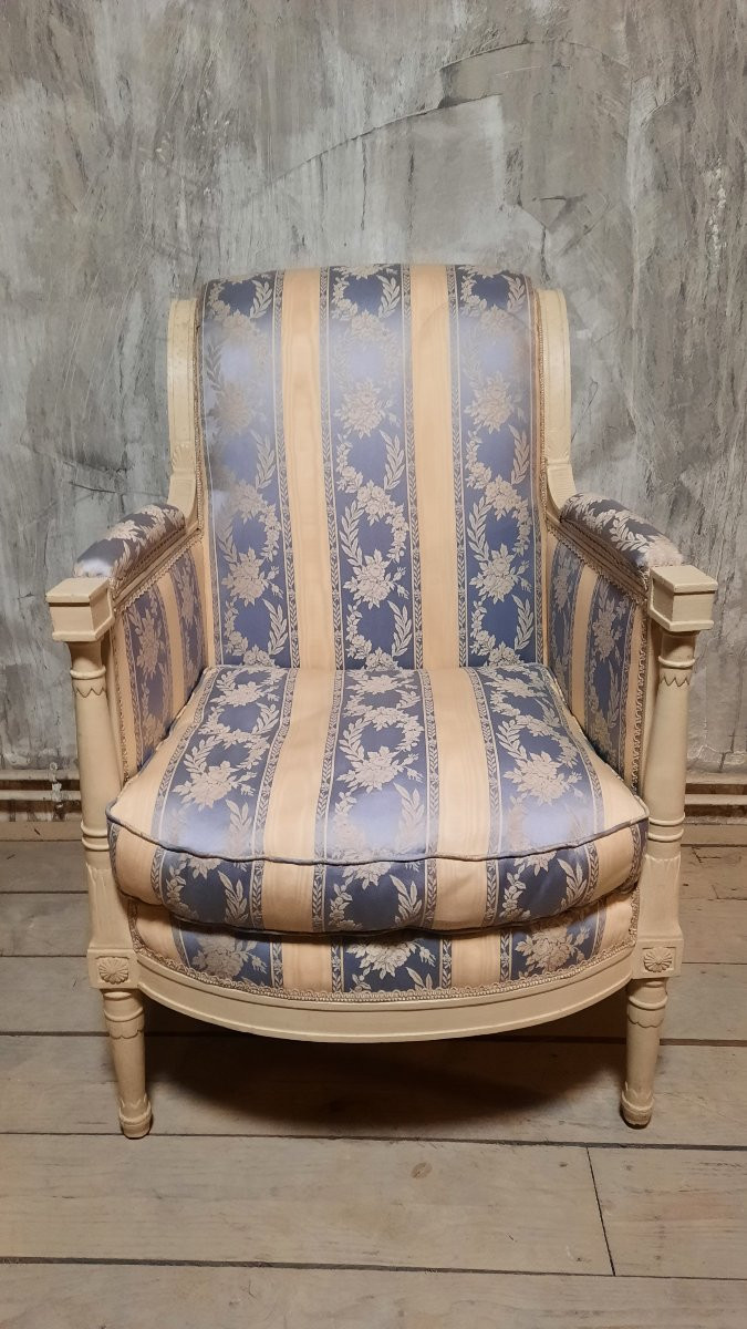 Set Of Four Louis XVI Style Carved Wooden Bergère Chairs -photo-2
