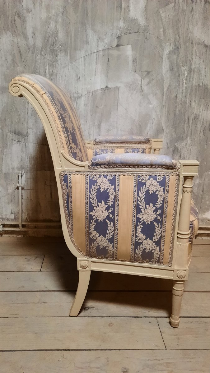 Set Of Four Louis XVI Style Carved Wooden Bergère Chairs -photo-3