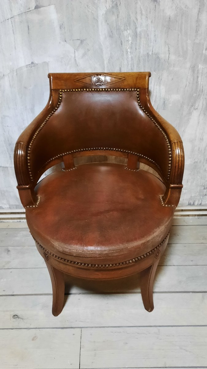 Fauteuil de bureau à assise tournante 19ème siècle -photo-3