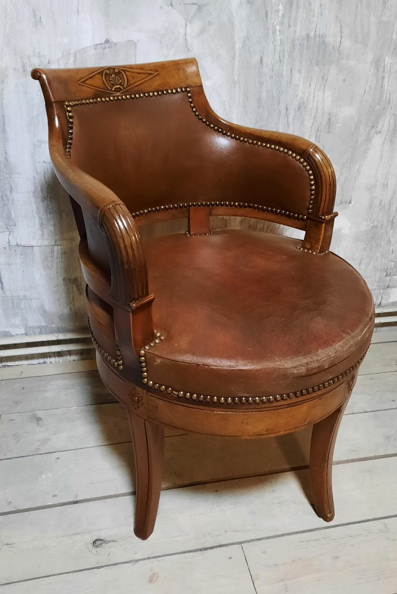 Fauteuil de bureau à assise tournante 19ème siècle 