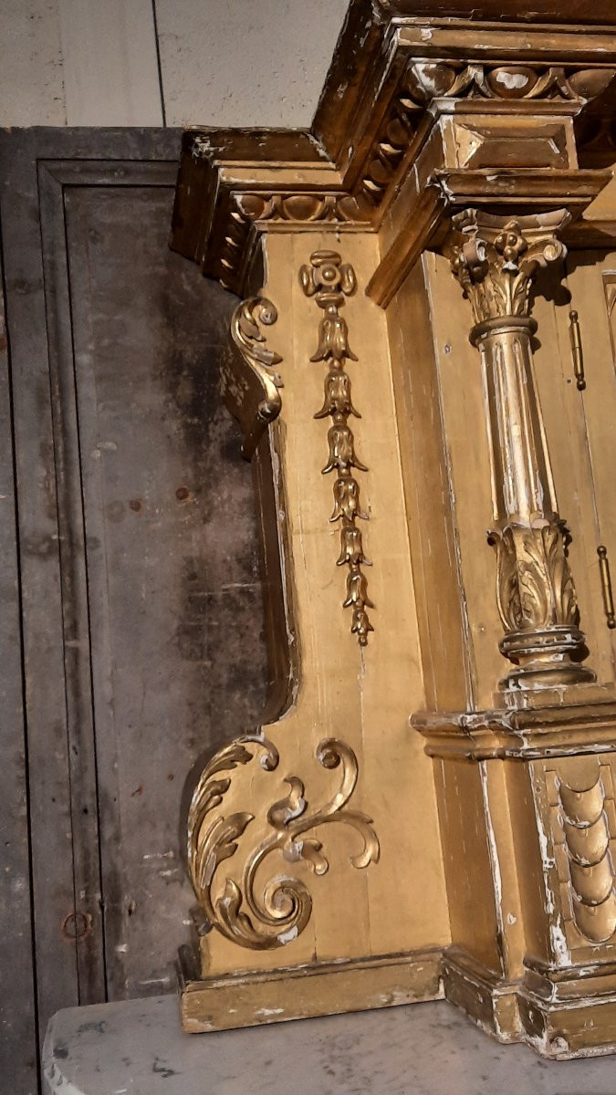 Tabernacle en bois sculpté et doré début 19ème siècle -photo-2