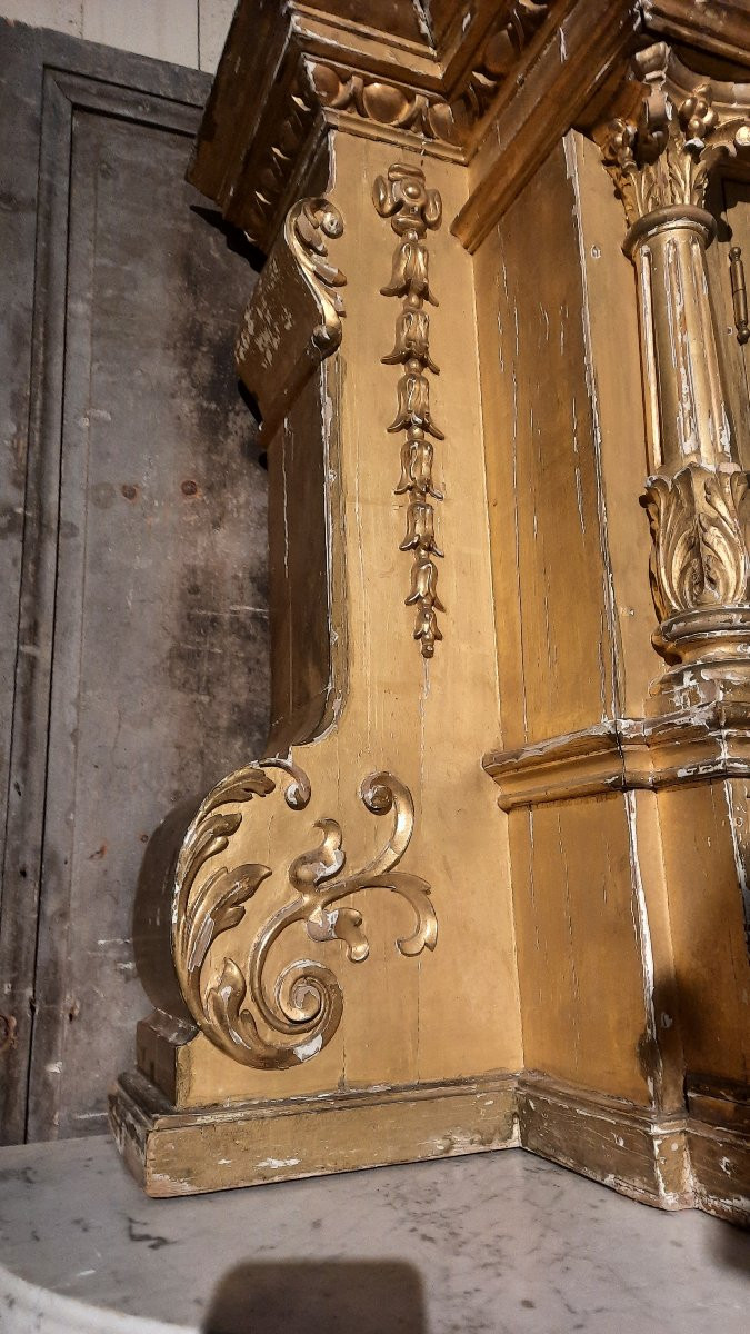Tabernacle en bois sculpté et doré début 19ème siècle -photo-2