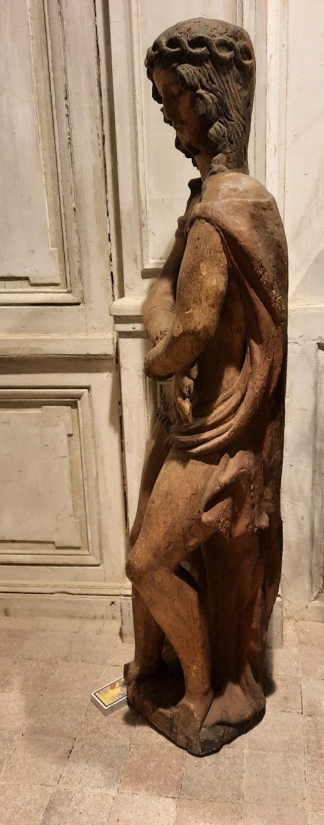 18th Century Oak Statue Depicting "christ In Chains"-photo-3