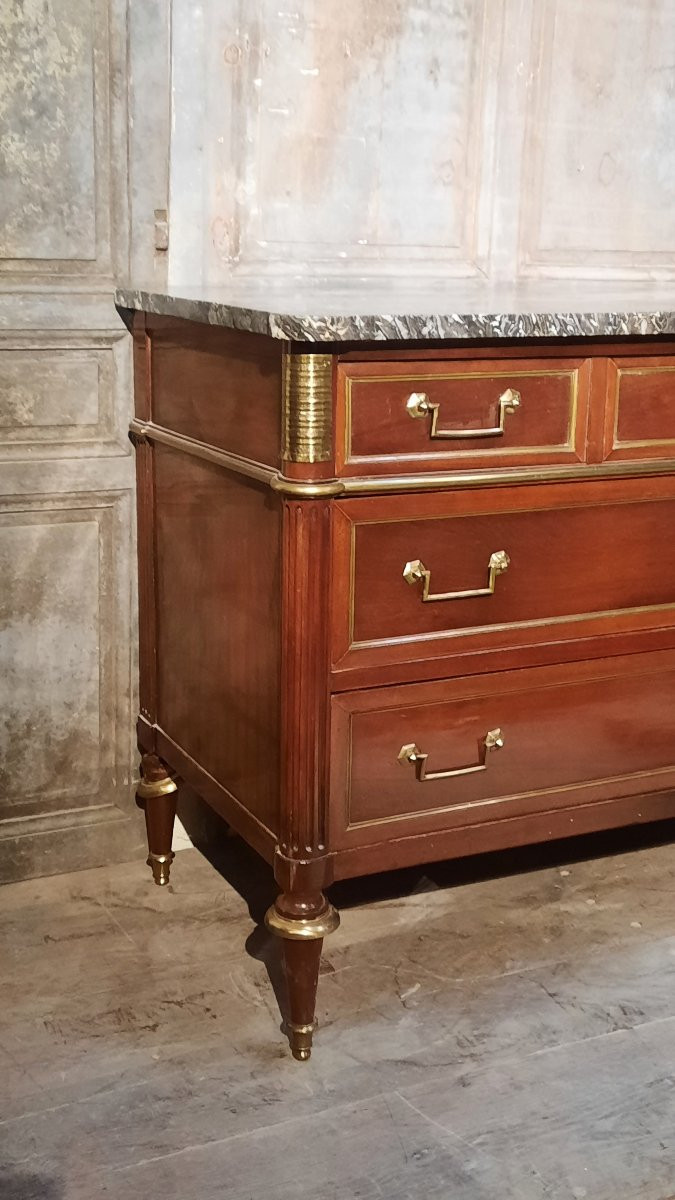 Louis XVI Style Mahogany Chest Of Drawers -photo-3