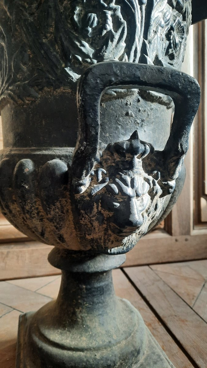 Paire de Vasques Medicis en fonte -photo-2