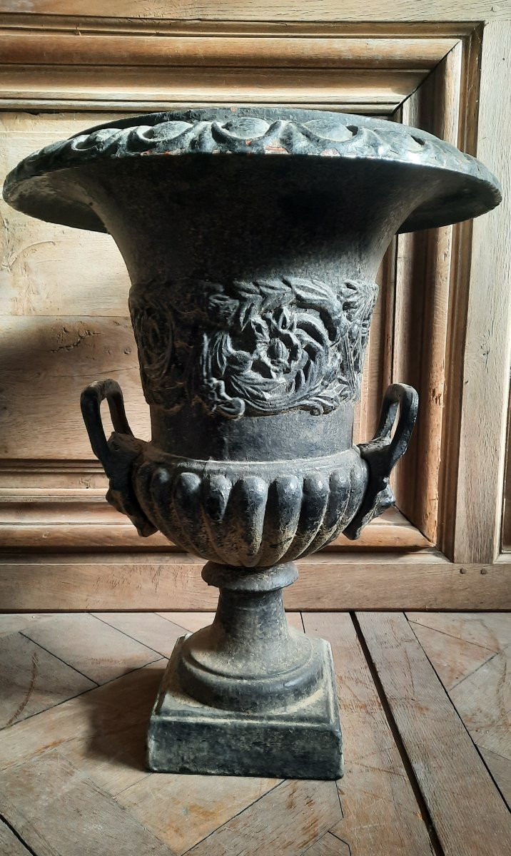 Paire de Vasques Medicis en fonte -photo-4